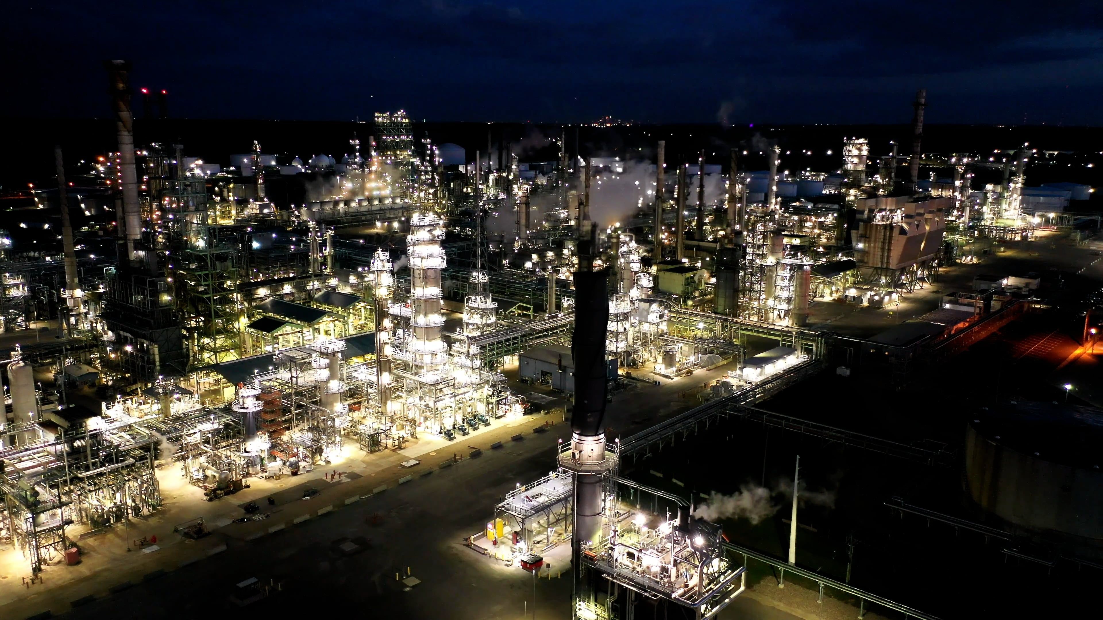 Drone Footage of an Oil Refinery at Night Free Stock Video Footage ...