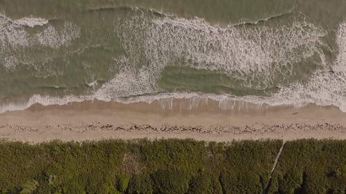 Sea Waves Stroking Sandy Beach