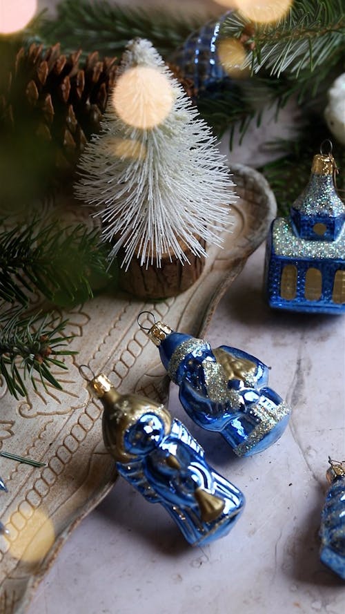 Blue Christmas Baubles and Decorations