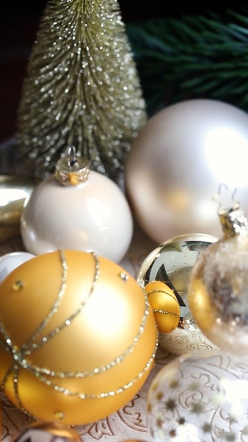 Gold and White Christmas Baubles