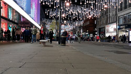 Street in City with Christmas Decorations