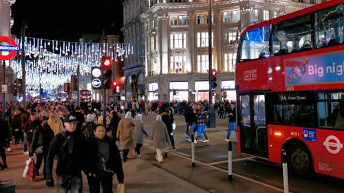 Crowded Street During Christmas