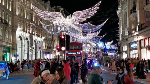 Crowded Street During Christmas Holidays