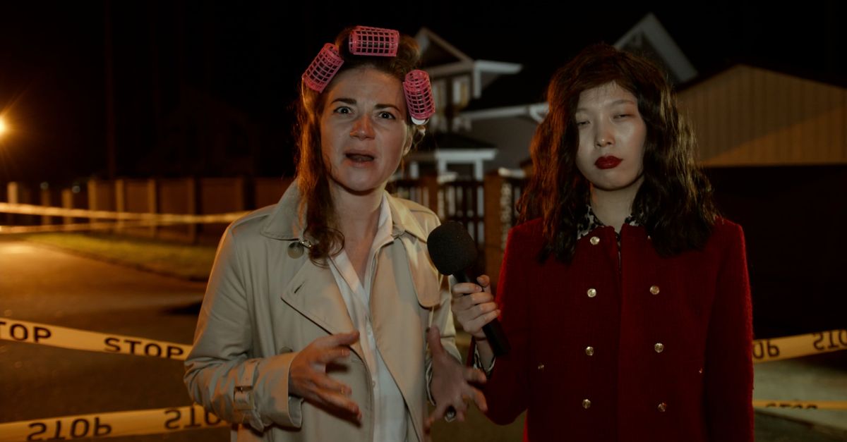 Reporting Scene Reporter Interviewing Woman at Crime Scene Free Stock Video Footage ...