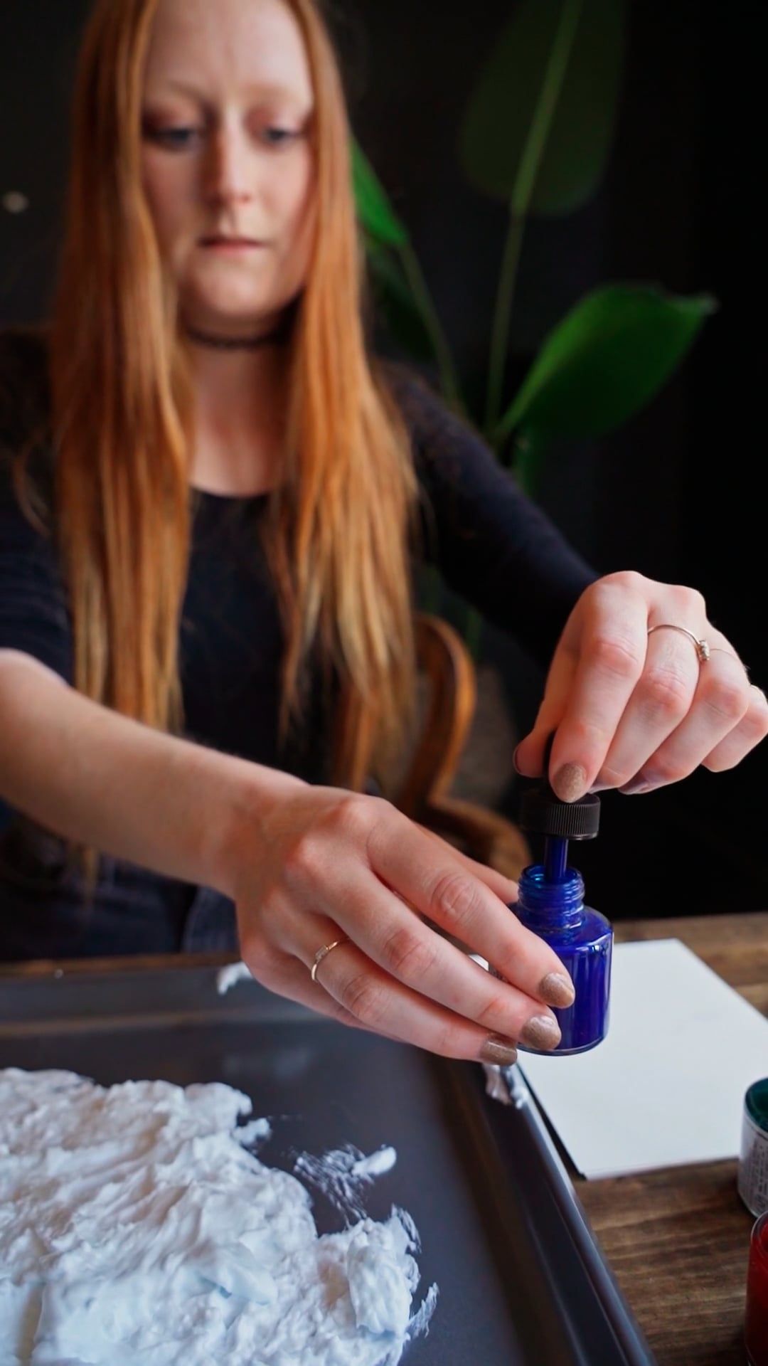 A Woman Dropping Acrylic Ink on Shaving Cream Free Stock Video Footage ...