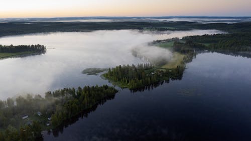 Aerial View of a Forest Lake 