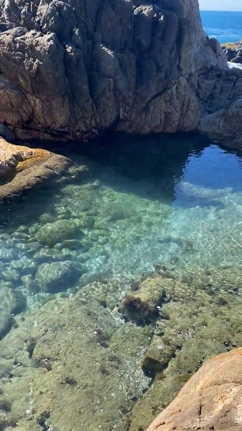 Clear Sky over Rocks on Shore