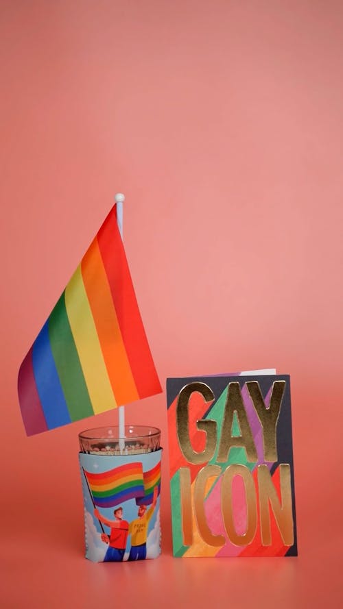 A Rainbow Flag and a Pride Card 