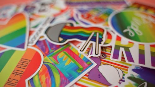 Close up of Colorful Pride Stickers 