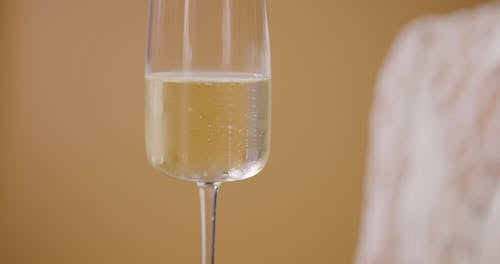 A Woman Holding a Sparkling White Wine in a Glass