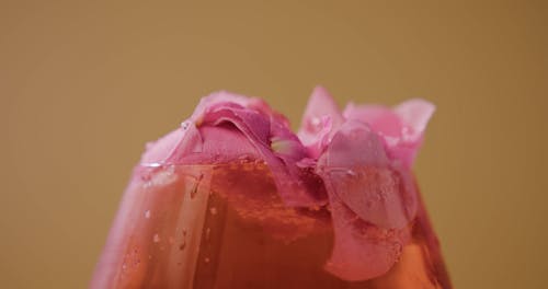 Close-Up of Rose Wine in a Glass