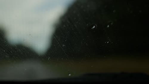 Raindrops on a Vehicle Windshield 