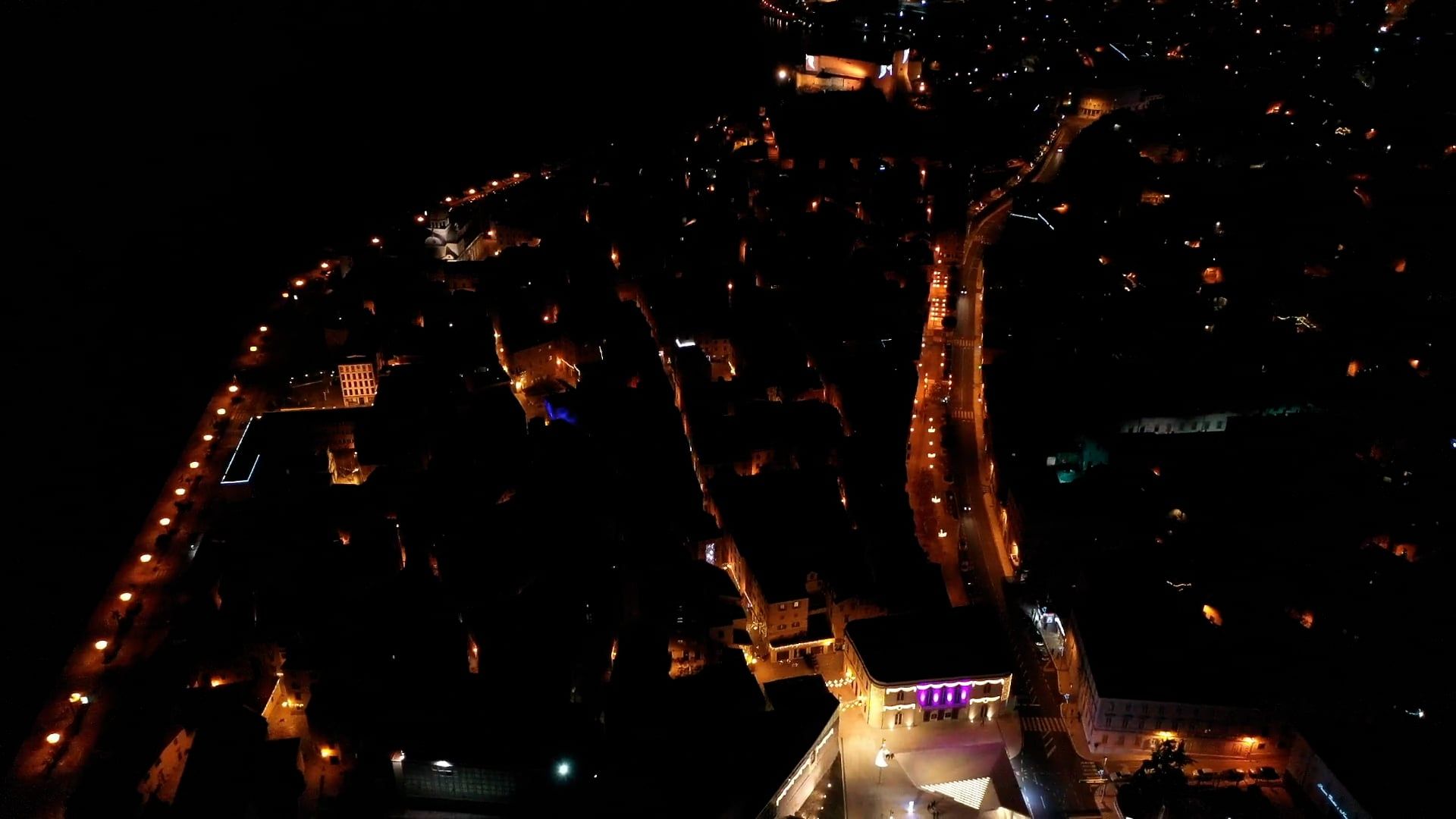 Aerial View of Illuminated City at Night Free Stock Video Footage ...