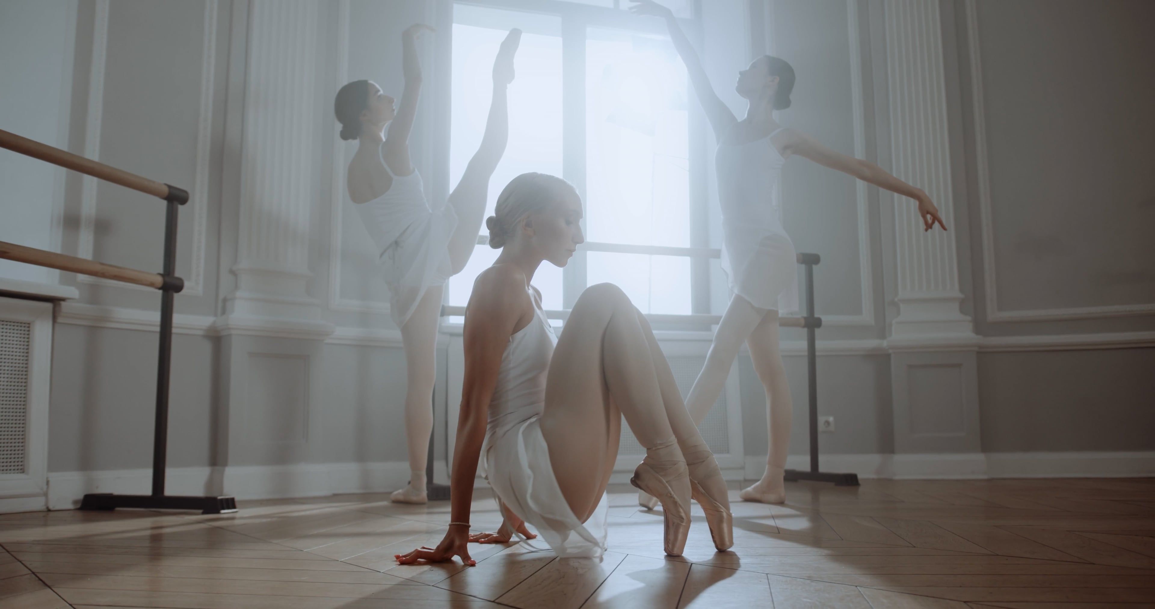Women Dancing Ballet by Window and on Floor Free Stock Video Footage ...