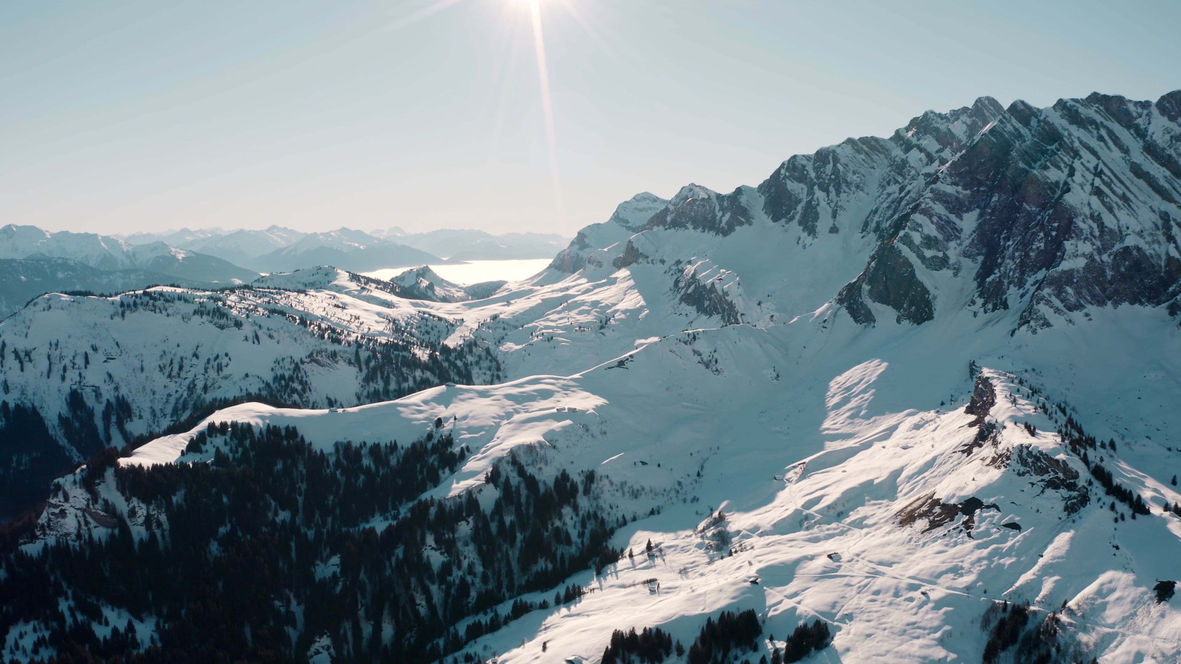 Drone Footage of Snow Covered Mountains Free Stock Video Footage ...