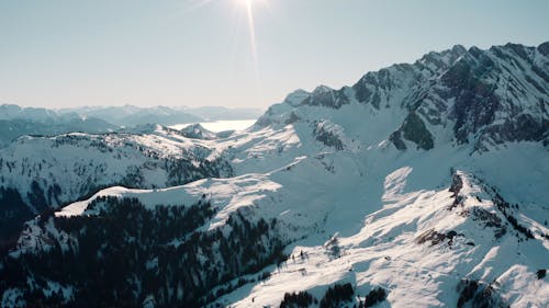 Drone Footage of Snow Covered Mountains 