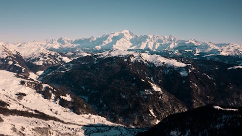 Aerial View of Snow Covered Mountains 