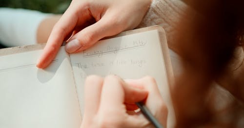 Top View of a Person Writing in a Journal