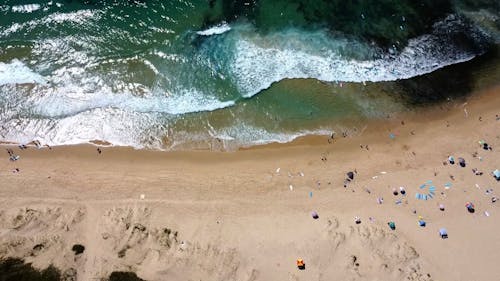 Aerial View of People on the Beach