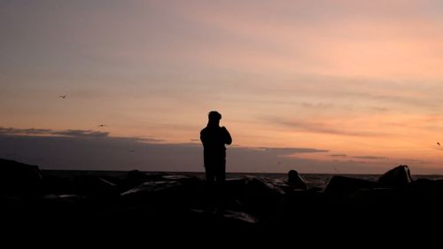 Silhouette of Person at Sunset on the Beach Free Stock Video Footage ...