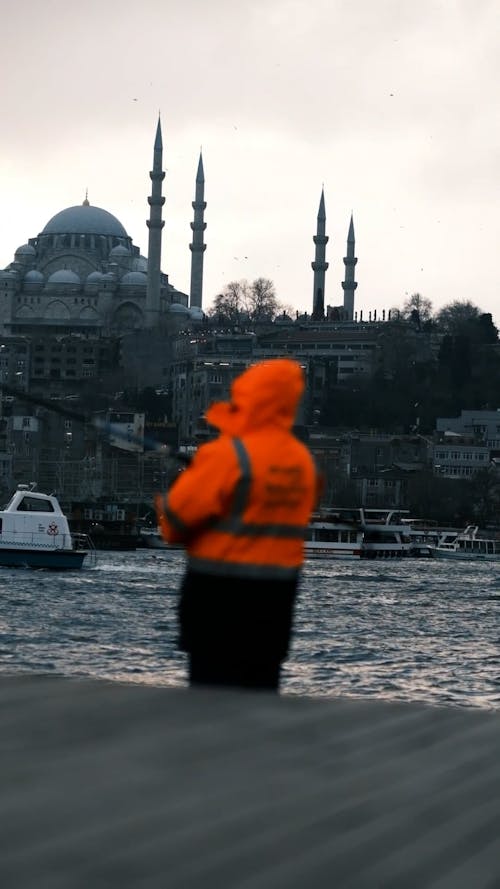 Fisherman with Hagia Sophia in Background