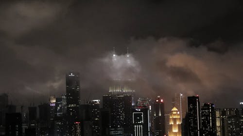 Moving Clouds over Kuala Lumpur Skyline at Night