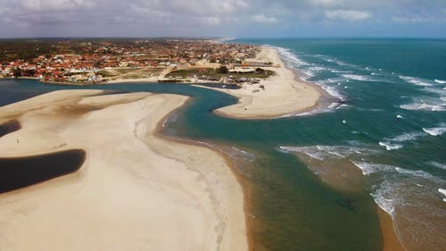Aerial Footage of a Coastal Town in Brazil