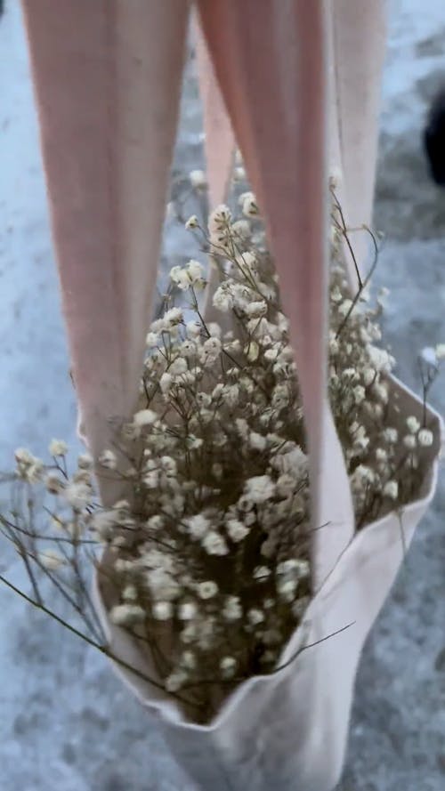 Close up on White Flowers in Bag