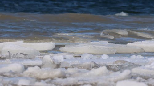 Close-up of Ice Drifting in a Body of Water