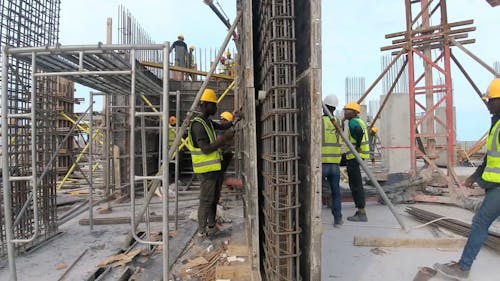 Blue Collar Workers on Construction Site