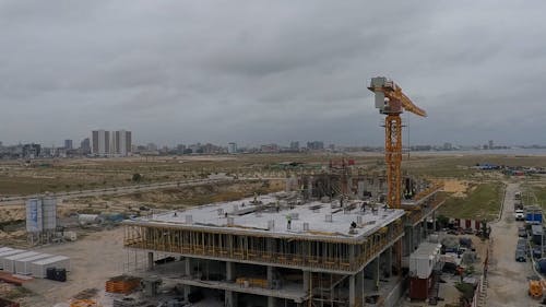 Aerial View of Workers in Construction Site