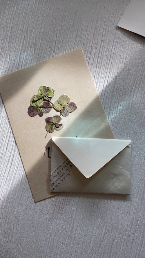 A Pressed Flower Art Card and an Envelope
