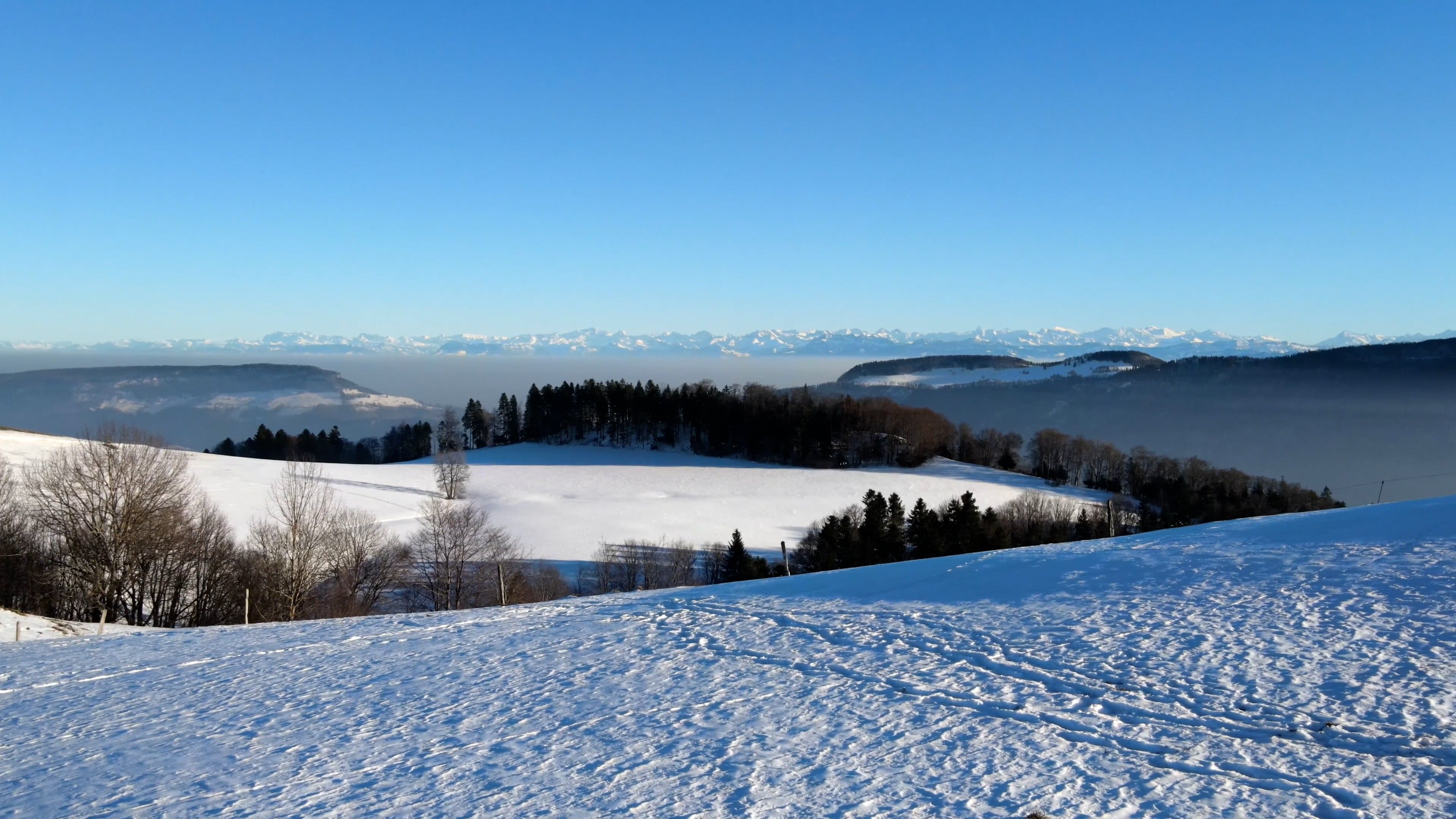 Drone Footage of Snow Covered Landscape · Free Stock Video