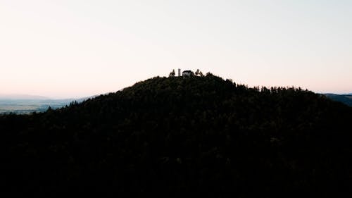 Drone Footage of a Church on a Mountain Top
