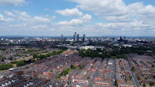 Cityscape with Skyscrapers and Residential Buildings