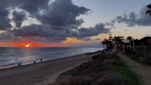 Sunset under Clouds over Beach