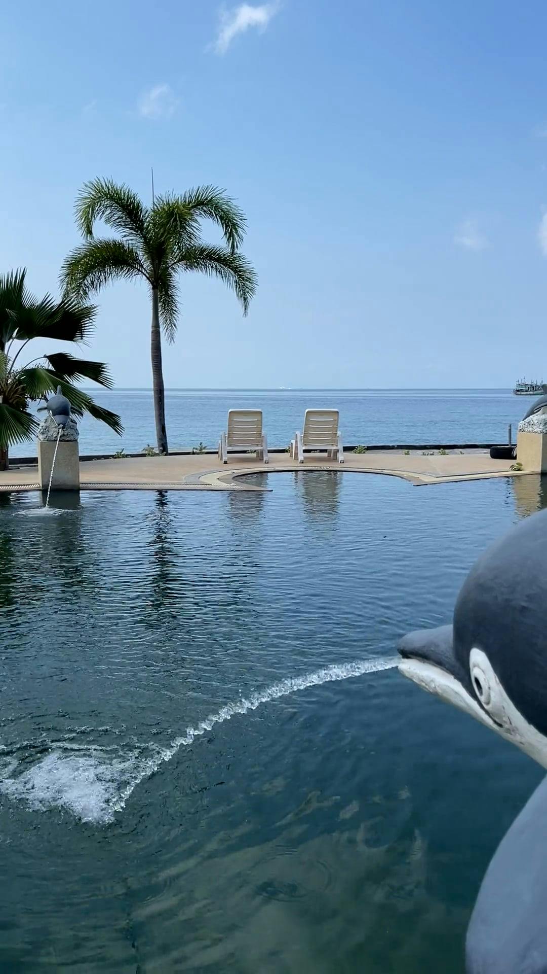 Dolphin Fountains by a Swimming Pool Free Stock Video Footage, Royalty