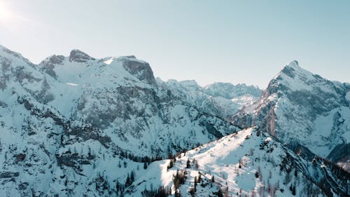 Drone Footage of Snow Capped Mountains 