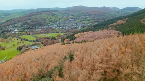 Drone Footage of a Small Town in a Valley 