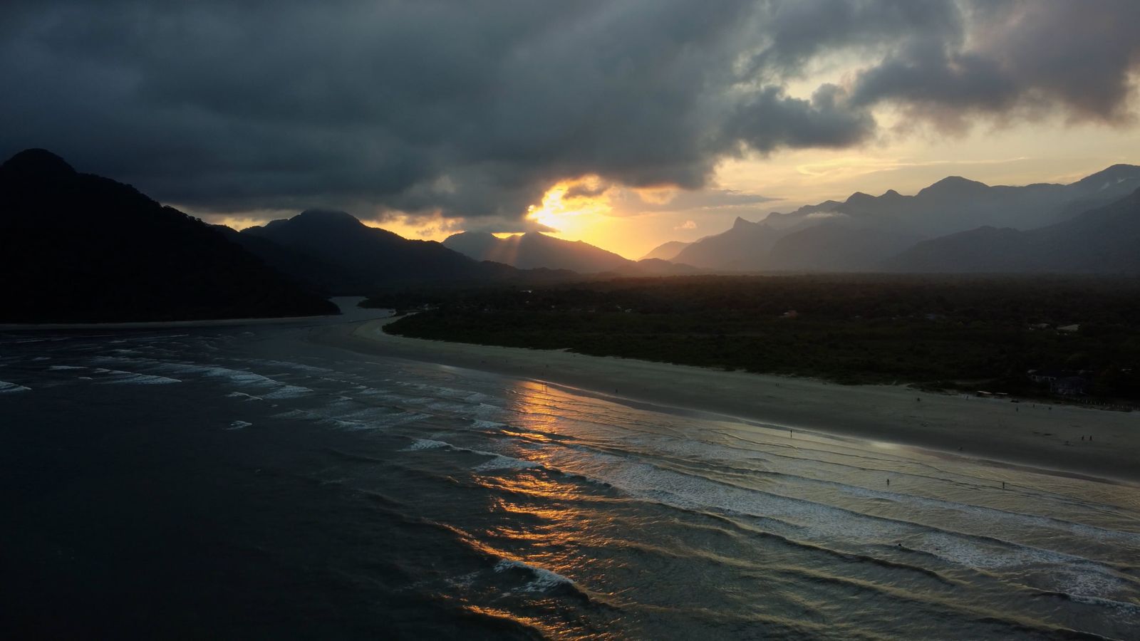 Drone footage of the sunset in a beautiful natural scenery Free Stock ...