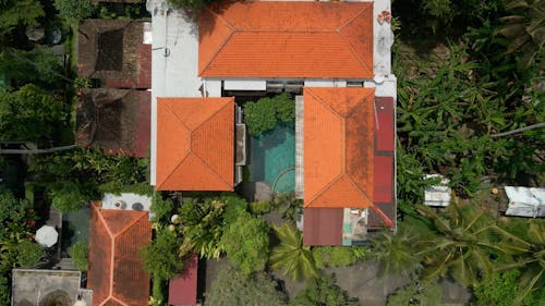 Drone Shot of Vacation Villa with Pool 