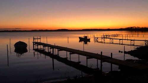 Docks and Boats at Sunset