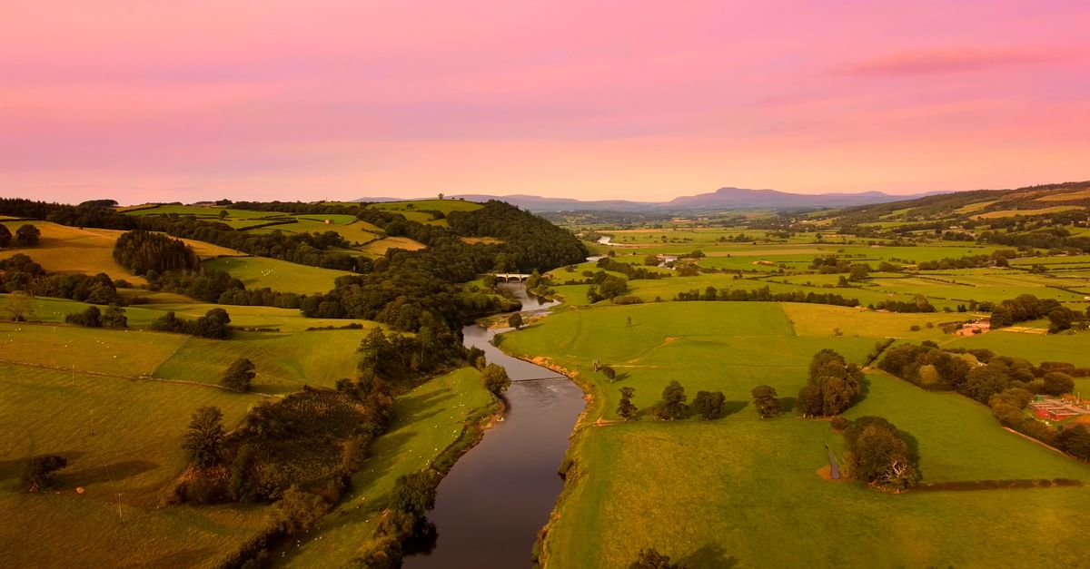 Countrysides Traditional Rivers Aerial View of Countryside with River Free Stock Video Footage, Royalty ...