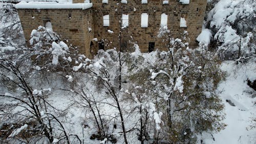 Abandoned Building Ruin in Winter
