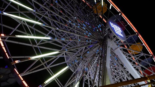 Ferris Wheel with Light Show at Night