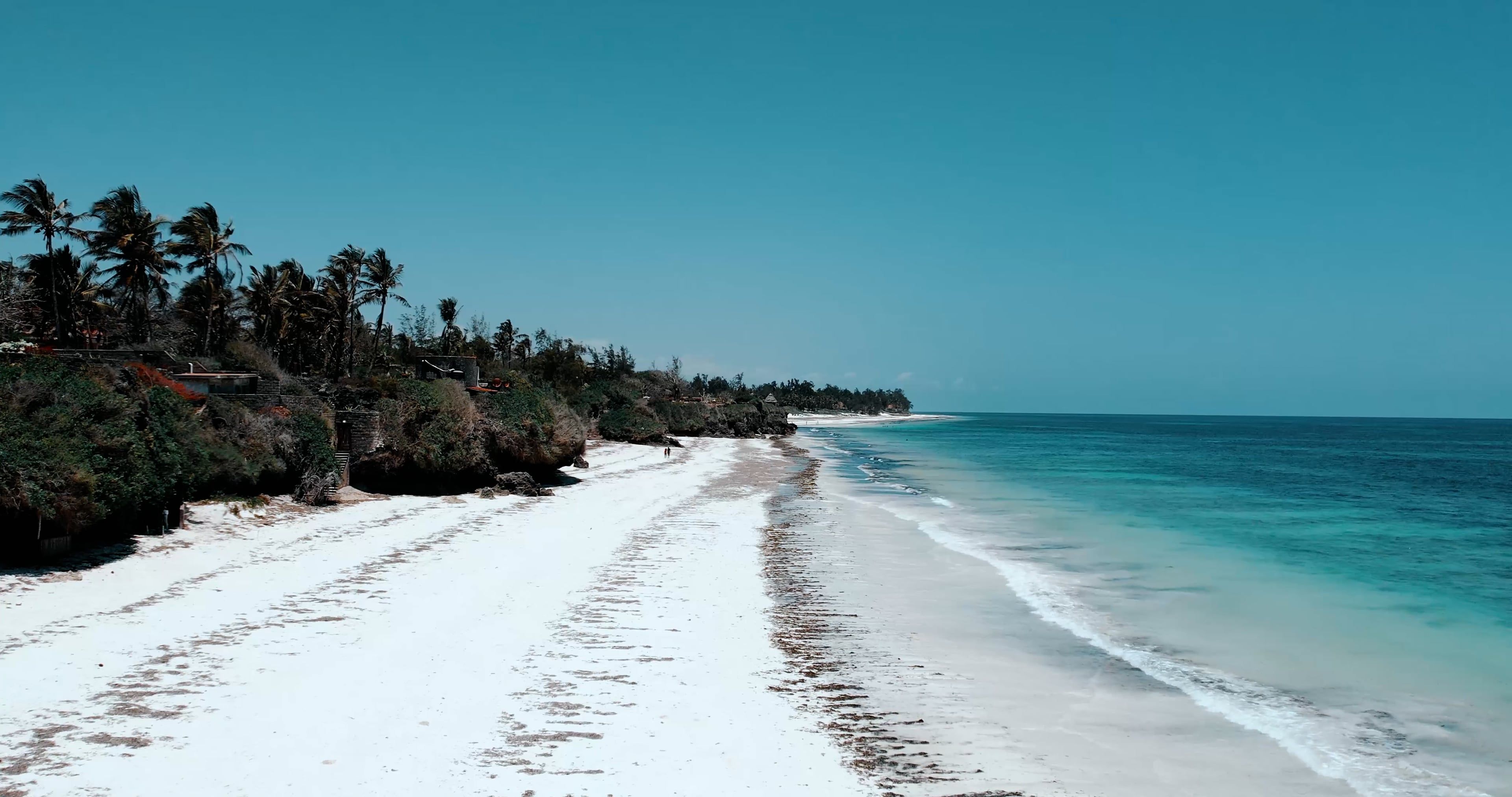 Aerial Shot of Tropical Beach and Blue Sea Free Stock Video Footage ...