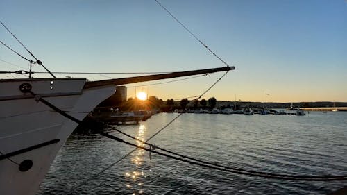 Time Lapse of Boats in a Harbour at Sunset 