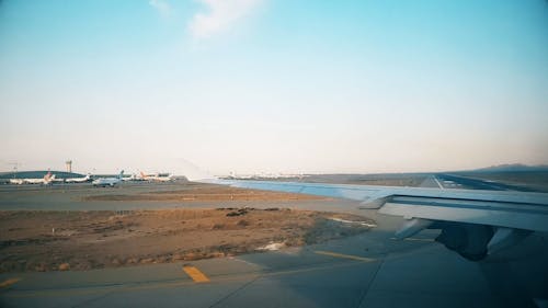 An Airplane Taxiing on the Runway