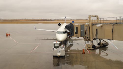 Airplane with Passenger Boarding Bridge