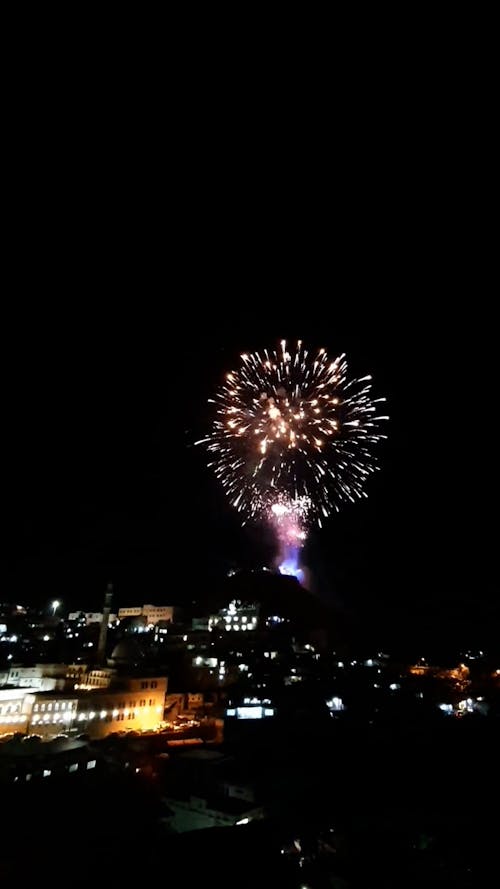 Fireworks Exploding Above City